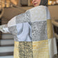 One-of-One | The Power Silhouette Abaya - Cream & Grey Patchwork (Upcycled)