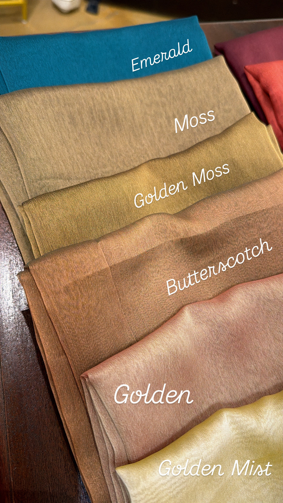 Iridescent Chiffon Hijab: Golden Moss