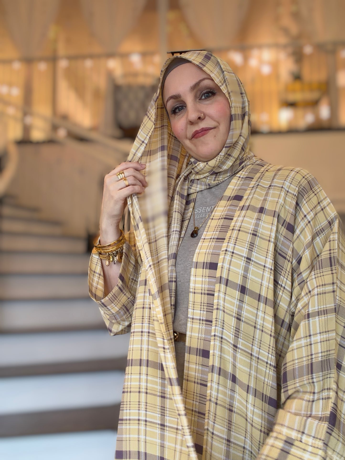 Nour Oversized Abaya - Westminster Plaid