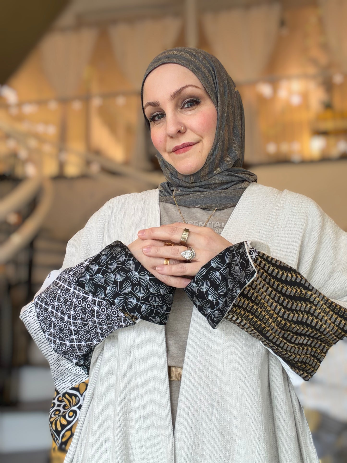 One-of-One | The Power Silhouette Abaya - Black & White Patchwork (Upcycled)