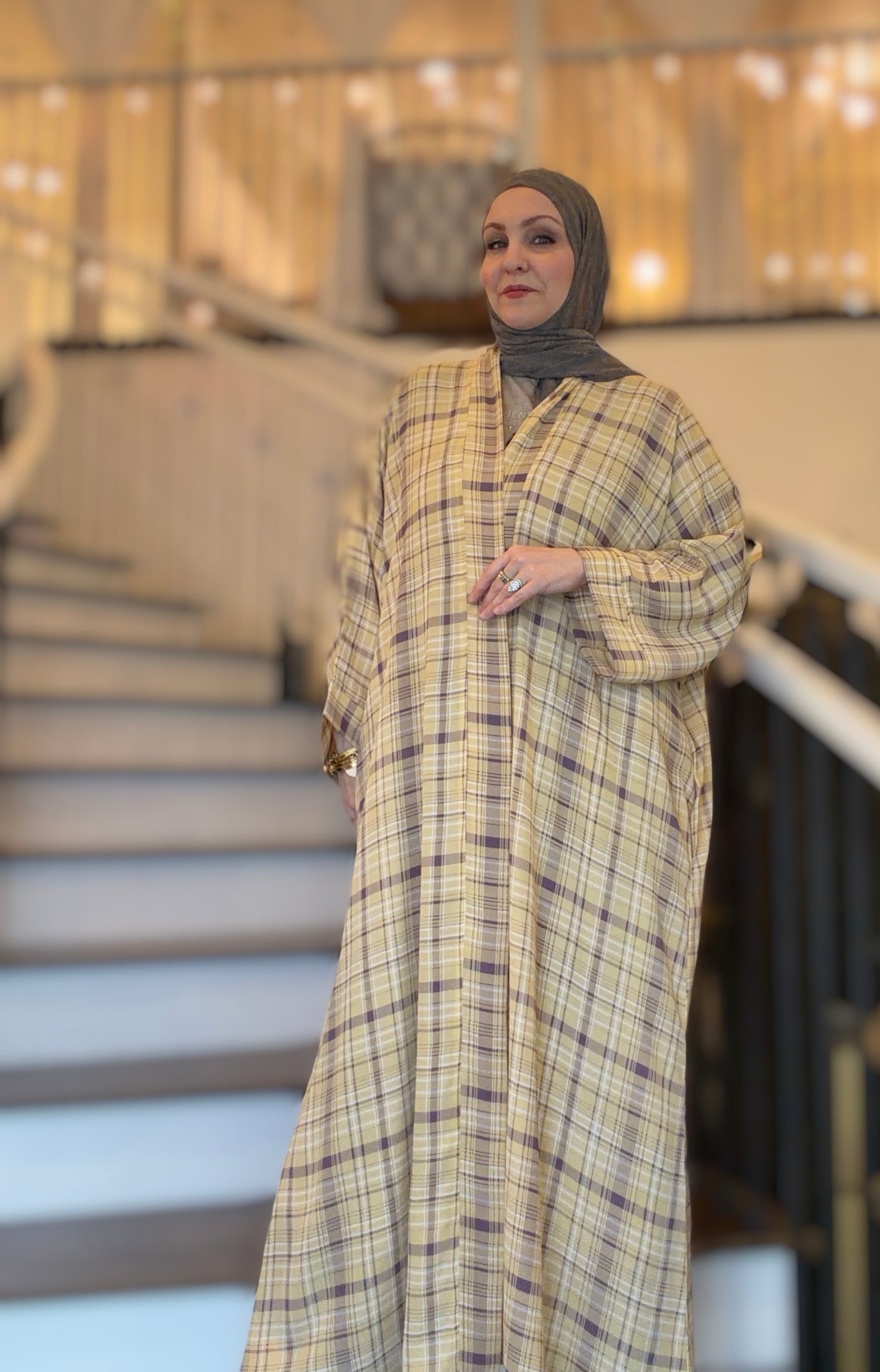 Nour Oversized Abaya - Westminster Plaid