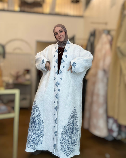 Up-cycled Pocket Anorak Abaya - Indigo Paisley