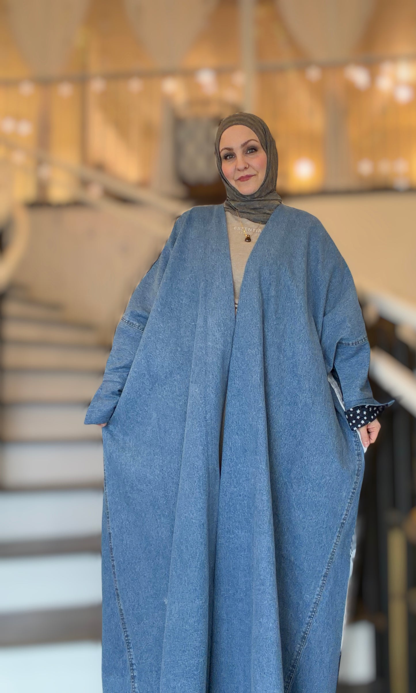 One-of-One | The Power Silhouette Abaya - Denim Patchwork (Upcycled |Tommy Hilfiger Reclaimed)