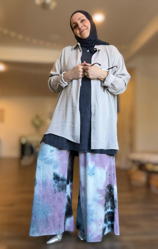 Jersey Palazzo Pant: Twilight Mist