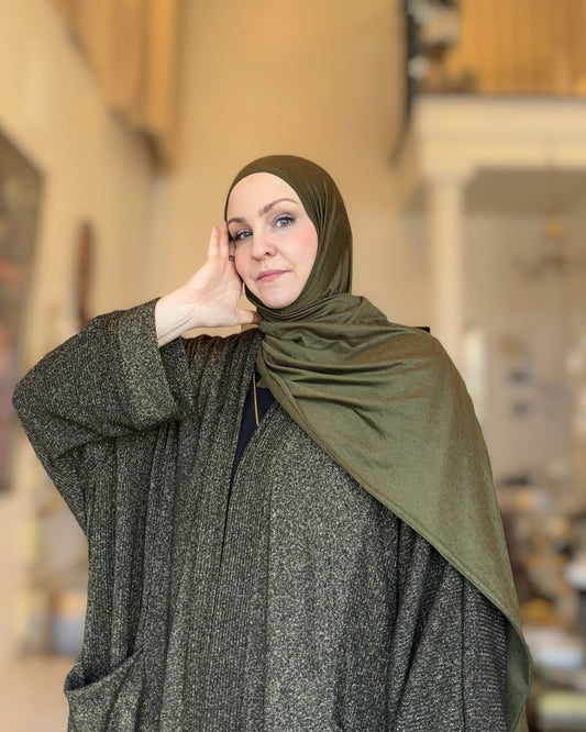 Pocket Anorak Sweater Abaya - Gilded Night Sky