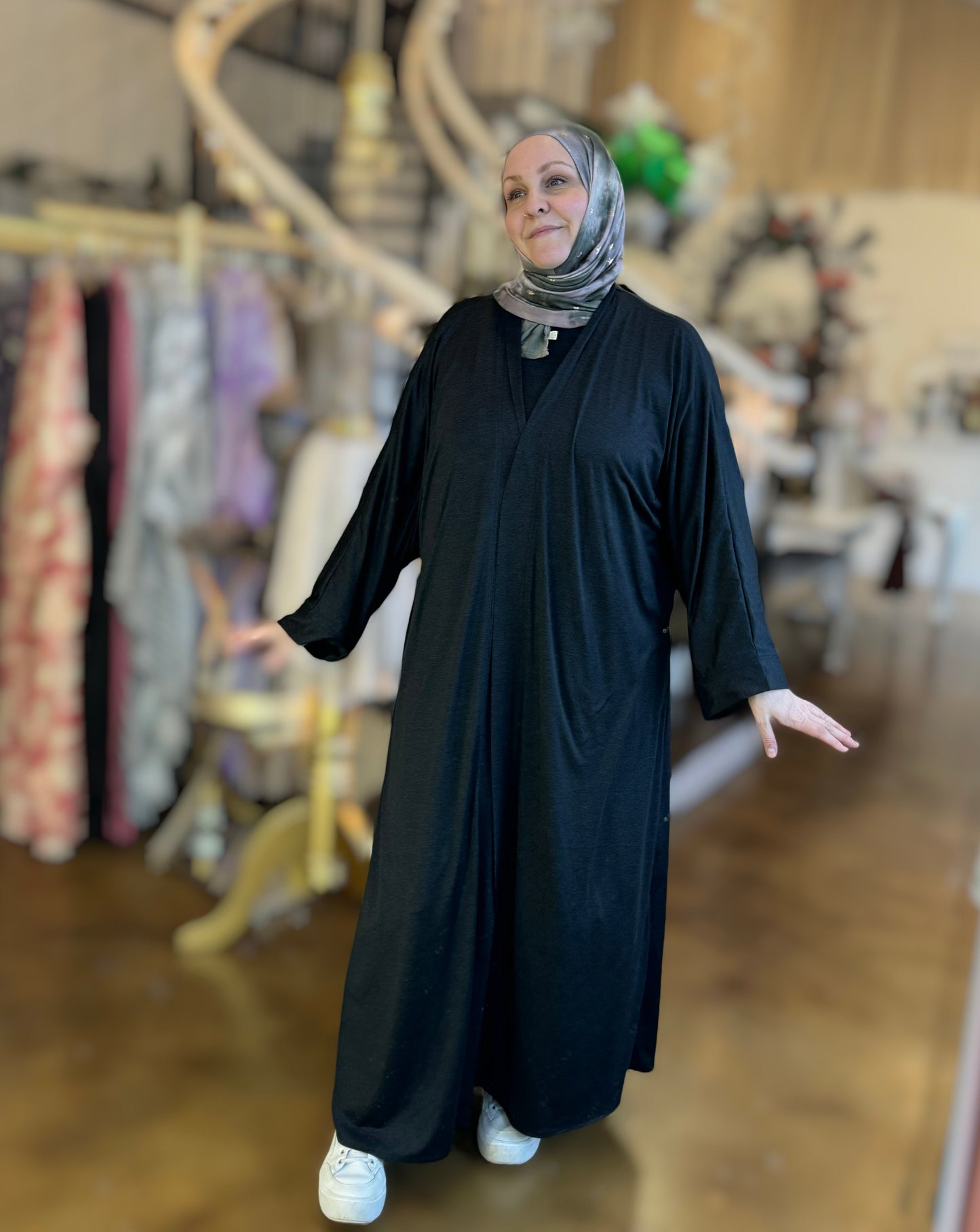 Nour Oversized Abaya - Black Performance Jersey