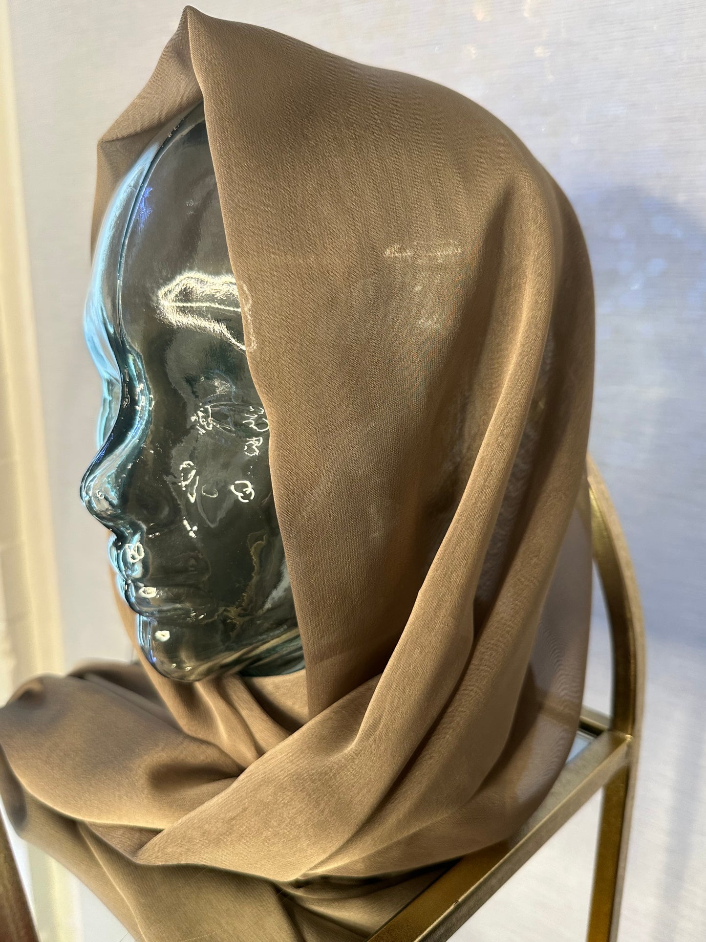 Iridescent Chiffon Hijab: Taupe