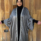 MC Burnout Chiffon Bisht: Steele Grey Pom Poms