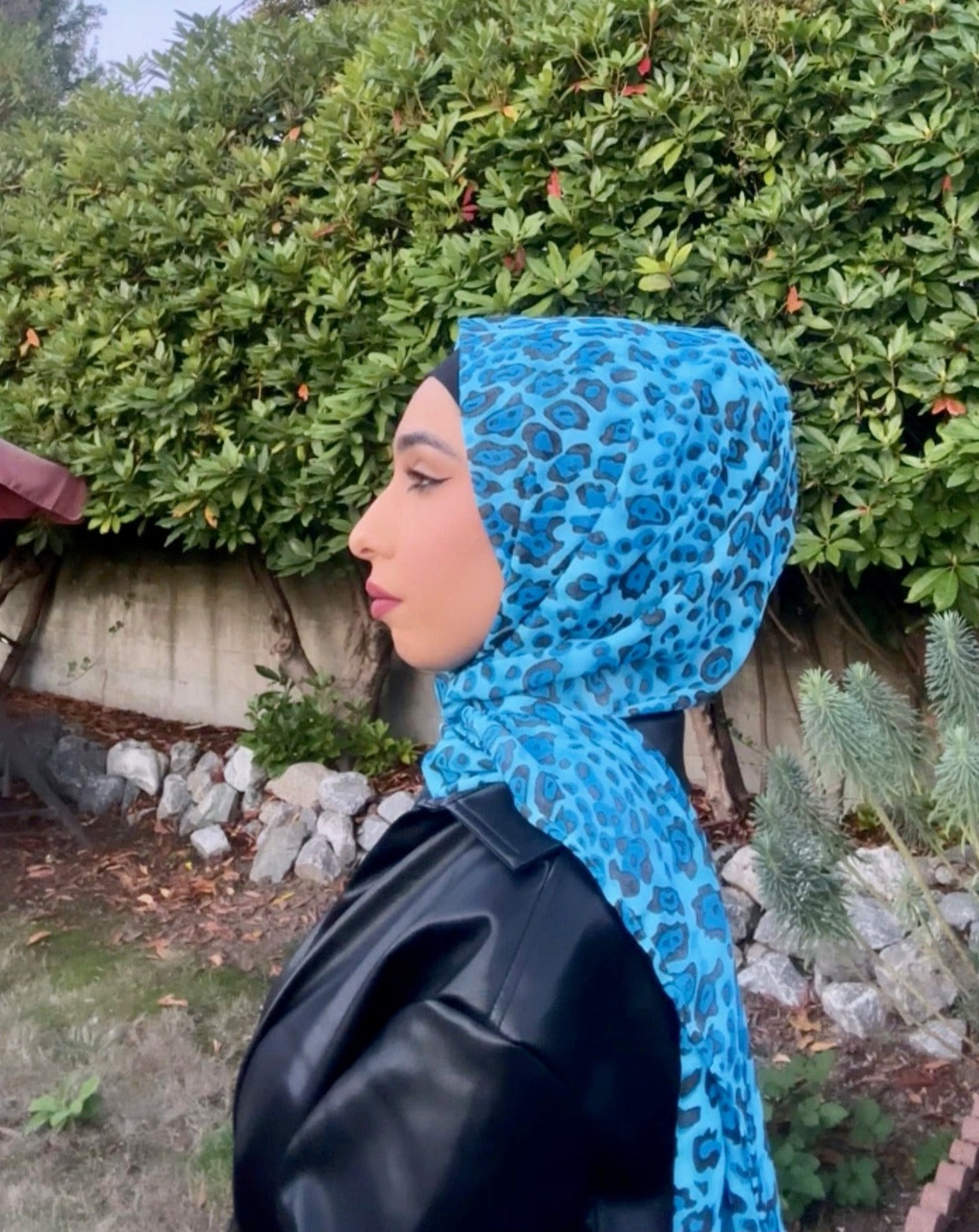 Chiffon Hijab: Blue Diamond Leopard