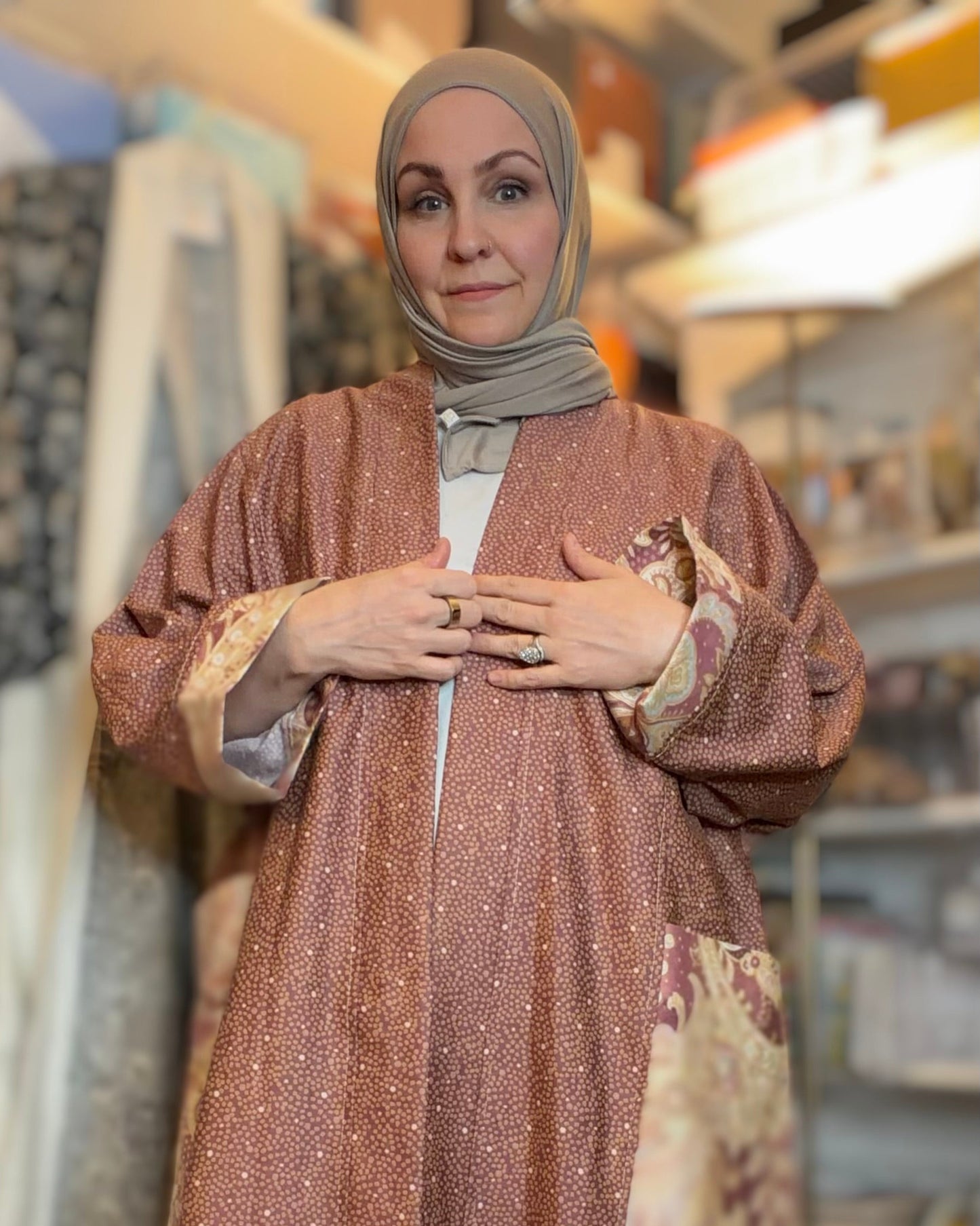Upcycled Pocket Anorak Abaya — Henna Garden