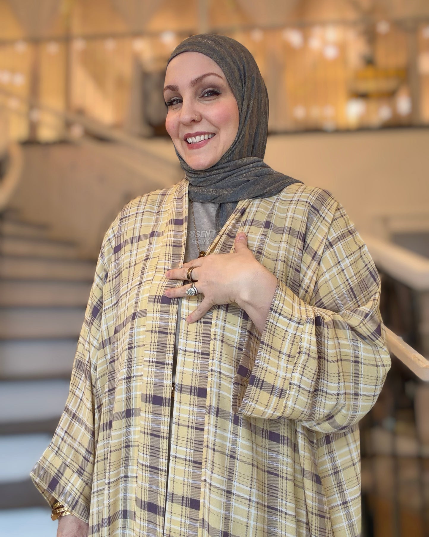 Nour Oversized Abaya - Westminster Plaid