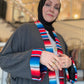 Guadalupe Pocket Charcoal Abaya – Majestic Serape Blue & Red