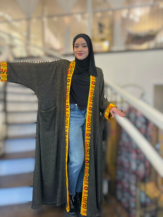 Guadalupe Sweater Knit Abaya – Mexican Gold Metallic