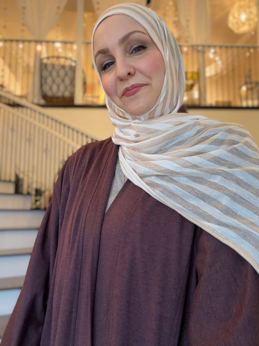 Metallic Tissue Jersey Hijab: Gilden Cream