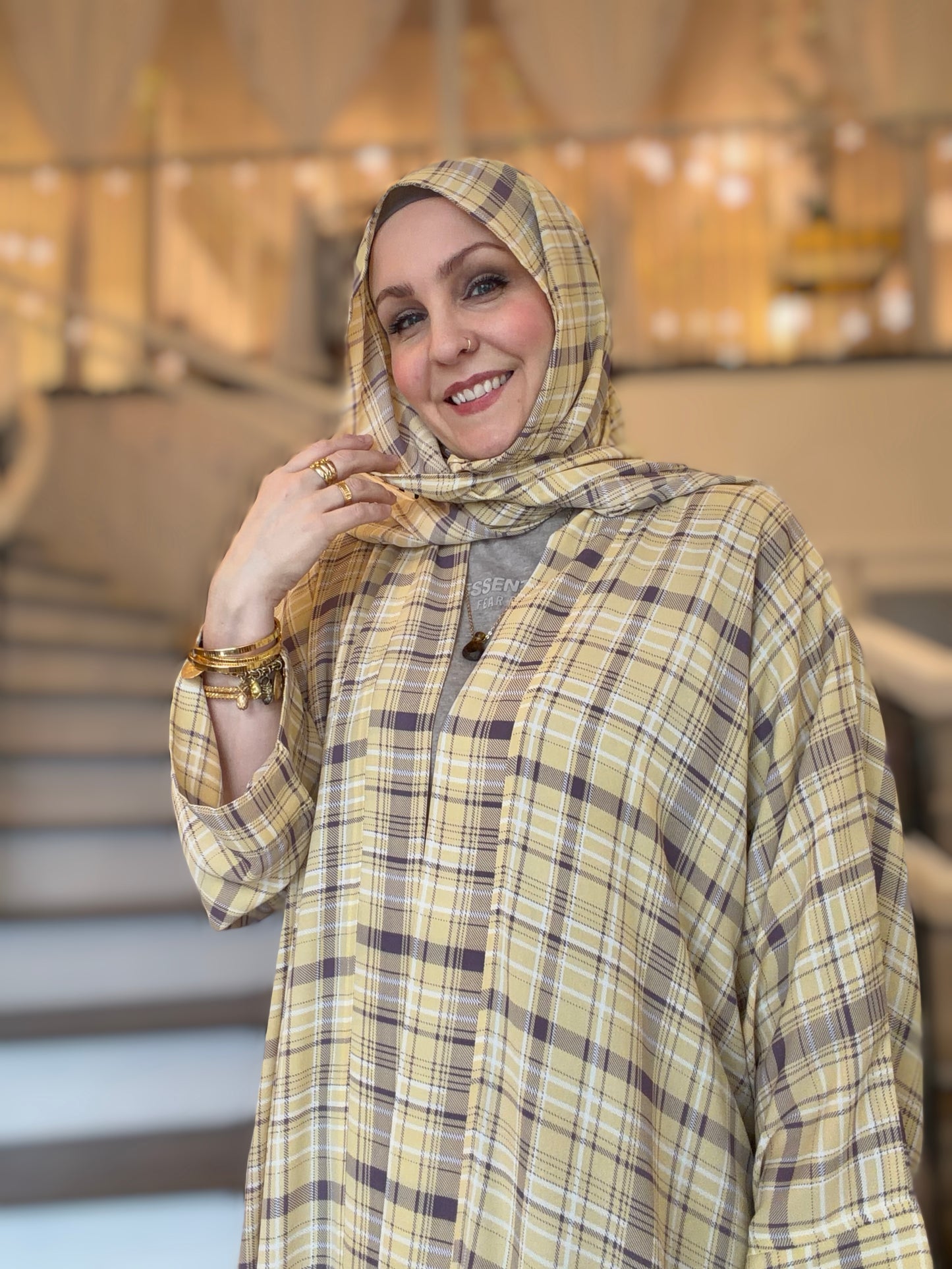 Nour Oversized Abaya - Westminster Plaid