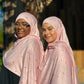 Printed Jersey Hijab: Connected Blush Hearts