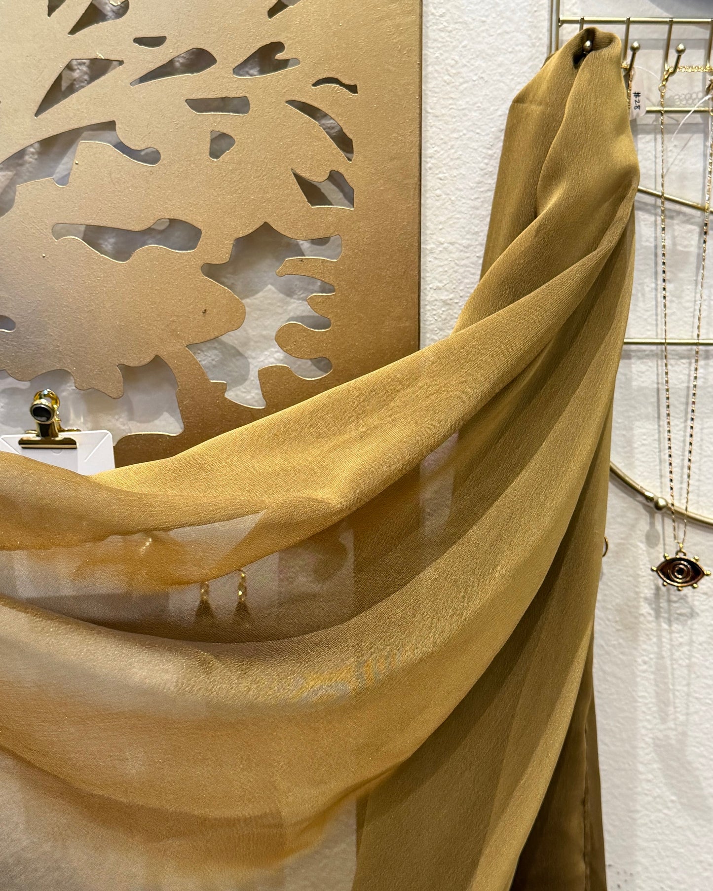 Iridescent Chiffon Hijab: Golden Moss