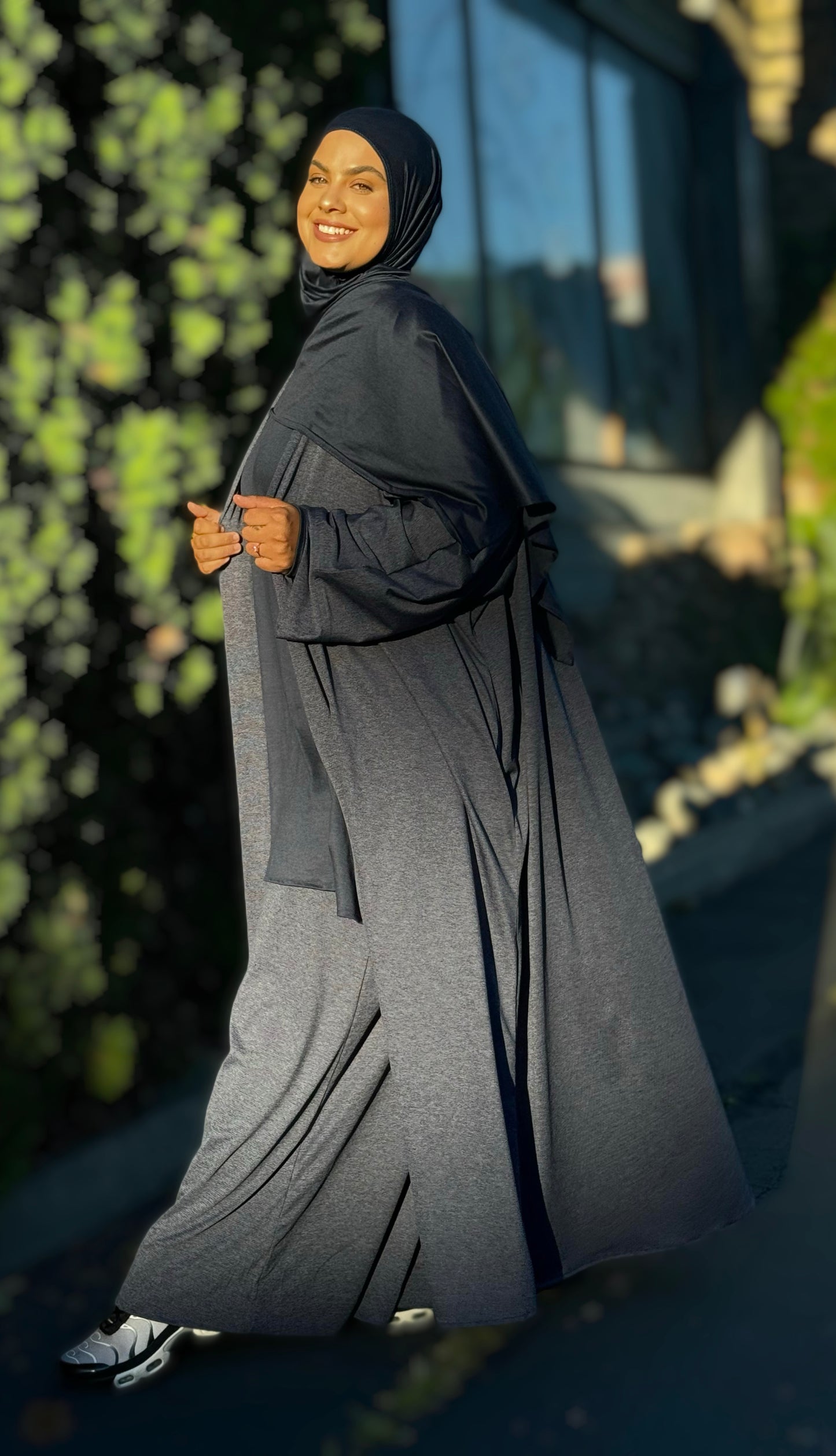 Nour Oversized Abaya - Muted Navy Blue Performance