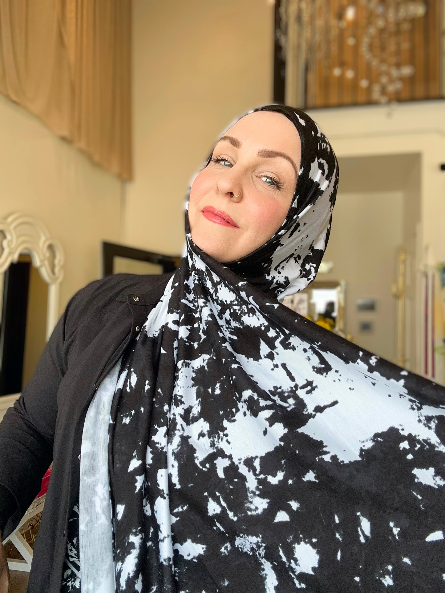 Printed Jersey Hijab: Rorschach Retro Inkblot