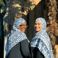 Printed Jersey Hijab: Blue Ikat