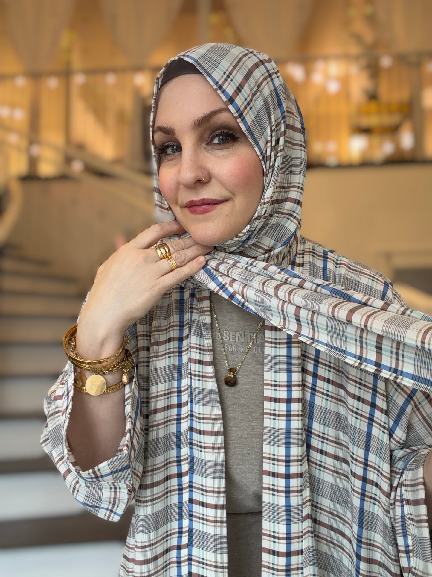 Nour Oversized Abaya - Heritage Coast Plaid
