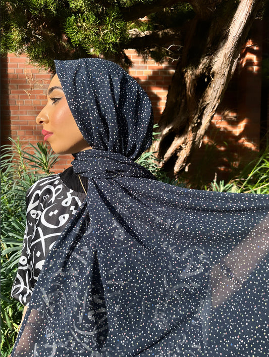 Crinkle Chiffon Hijab: Midnight Funfeti Sprinkles