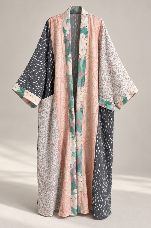 Upcycled Pocket Anorak Abaya — Blush & Ash