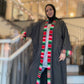 Guadalupe Pocket Charcoal Abaya – Majestic Serape Red & Green