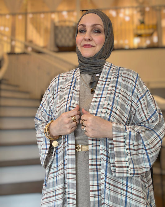 Nour Oversized Abaya - Heritage Coast Plaid