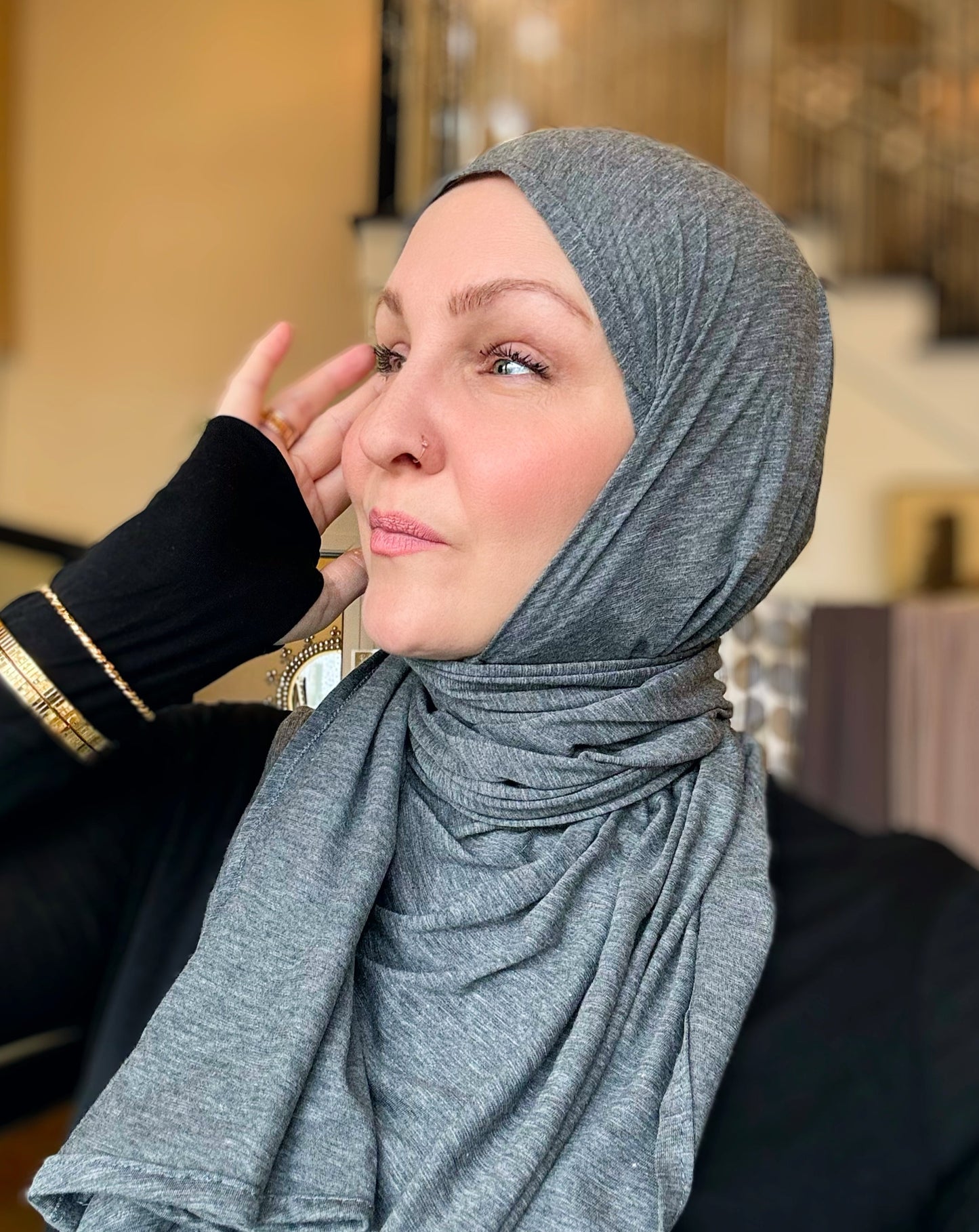Jersey Hijab: Heathered Dark Grey