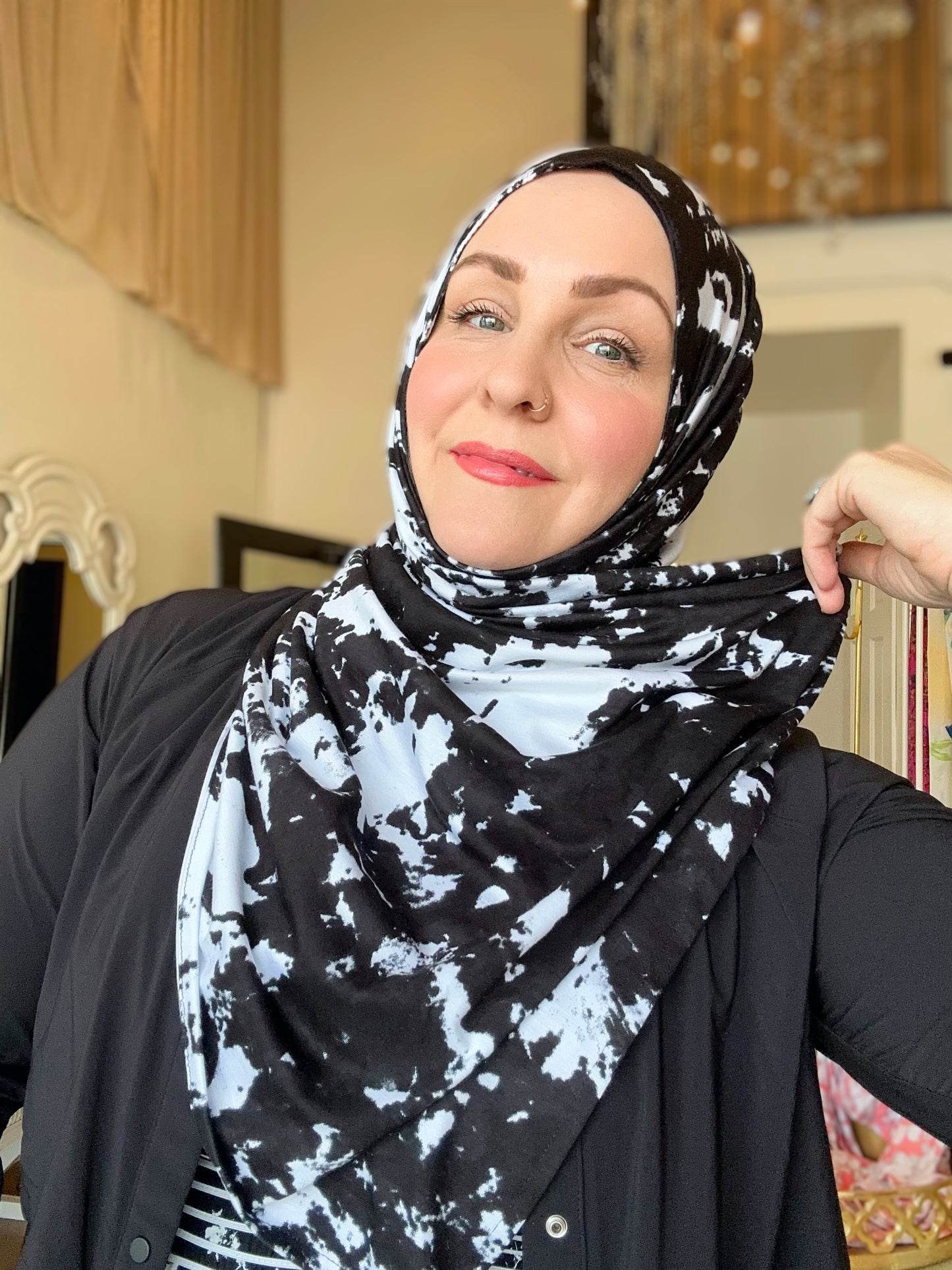 Printed Jersey Hijab: Rorschach Retro Inkblot