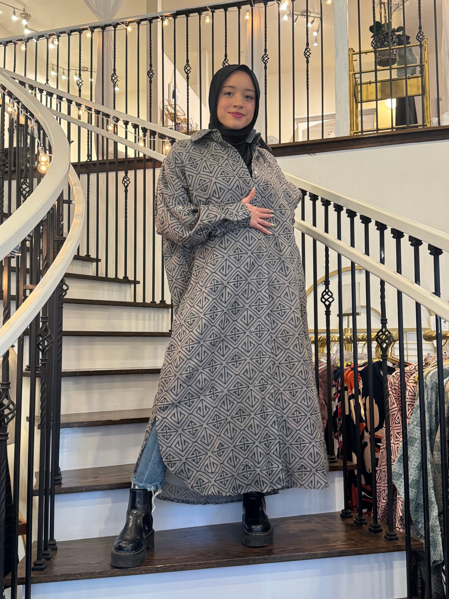 Chic Beaded Shirtdress