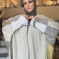 One-of-One | The Power Silhouette Abaya - Cream & Grey Patchwork (Upcycled)