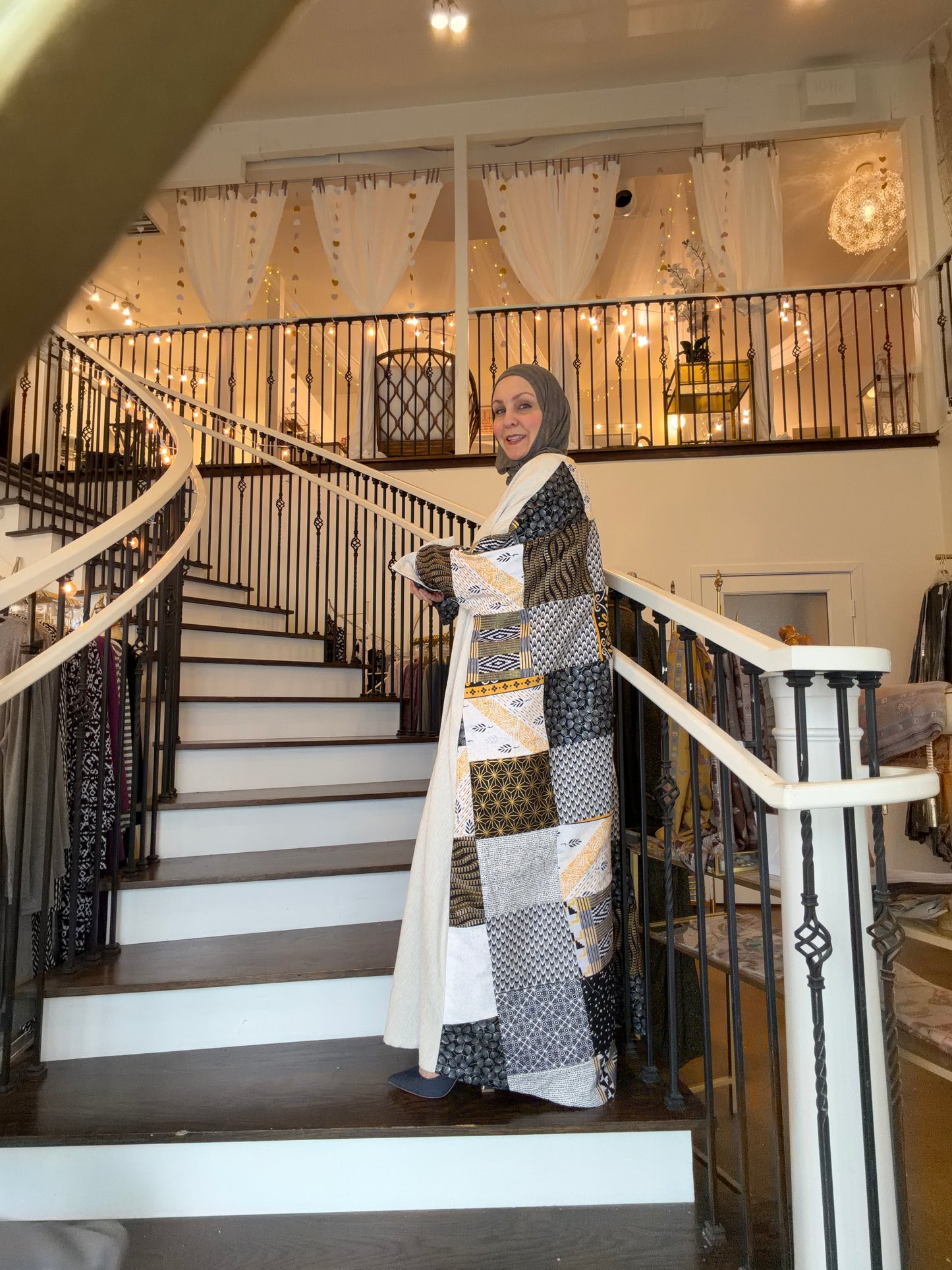 One-of-One | The Power Silhouette Abaya - Black & White Patchwork (Upcycled)