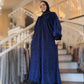 Nour Oversized Abaya - Cobalt Blue Pleated Stretch Velvet