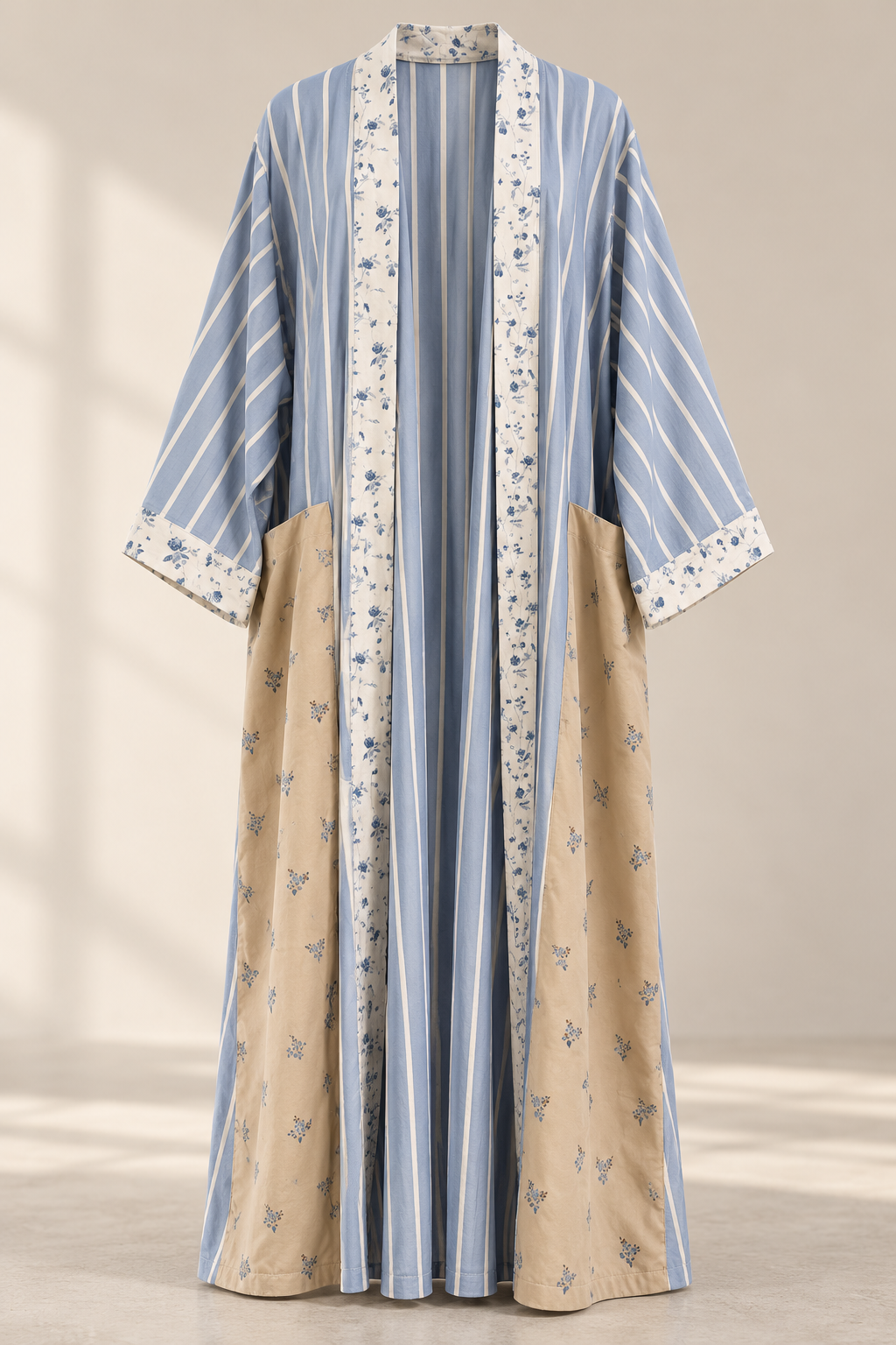 Upcycled Pocket Anorak Abaya — Blue Willow