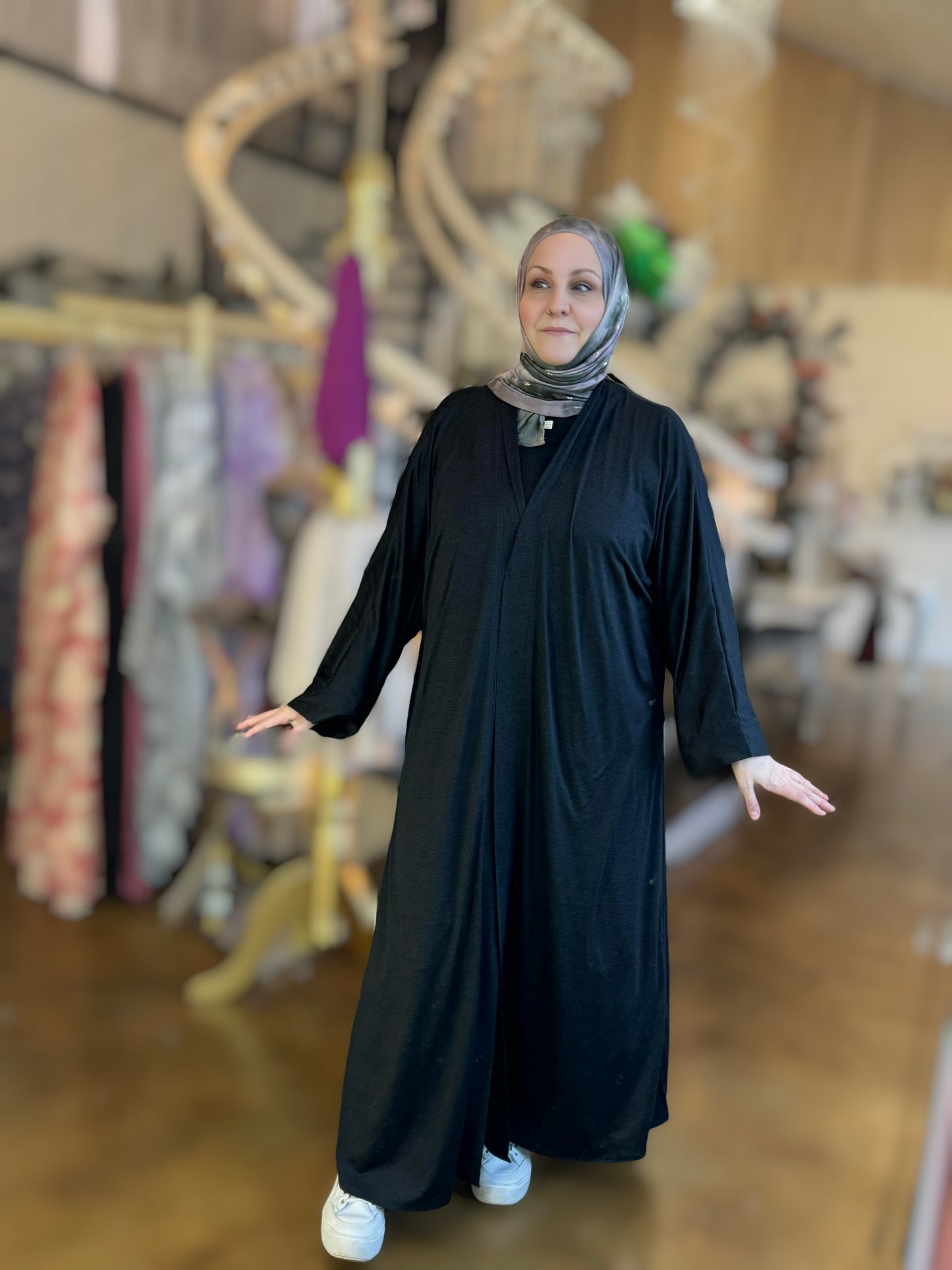 Nour Oversized Abaya - Black Performance Jersey