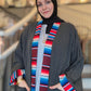 Guadalupe Pocket Charcoal Abaya – Majestic Serape Blue & Red