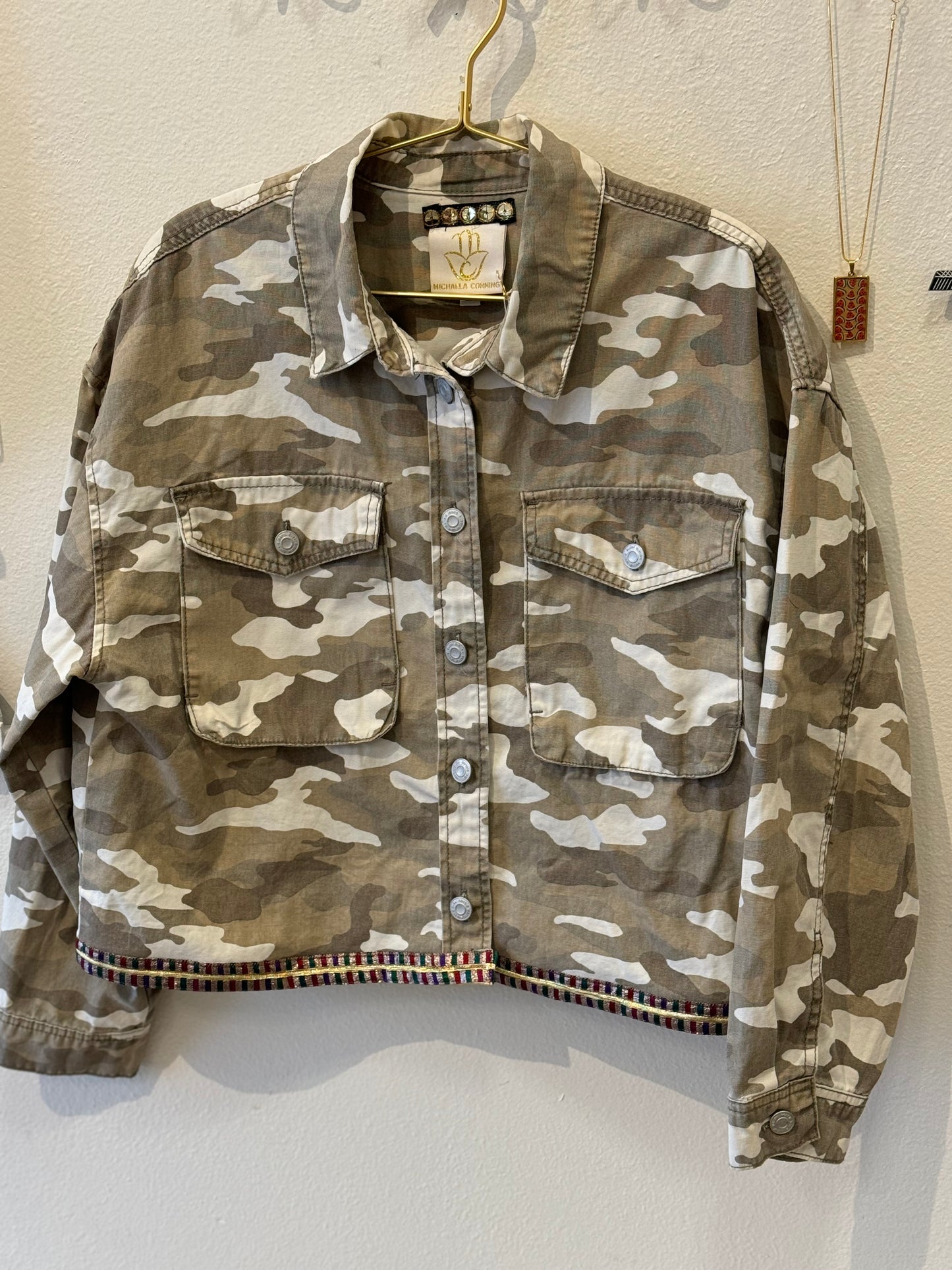 Palestinian Kuffiyah Camo Cropped Jean Jacket