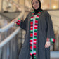 Guadalupe Pocket Charcoal Abaya – Majestic Serape Red & Green