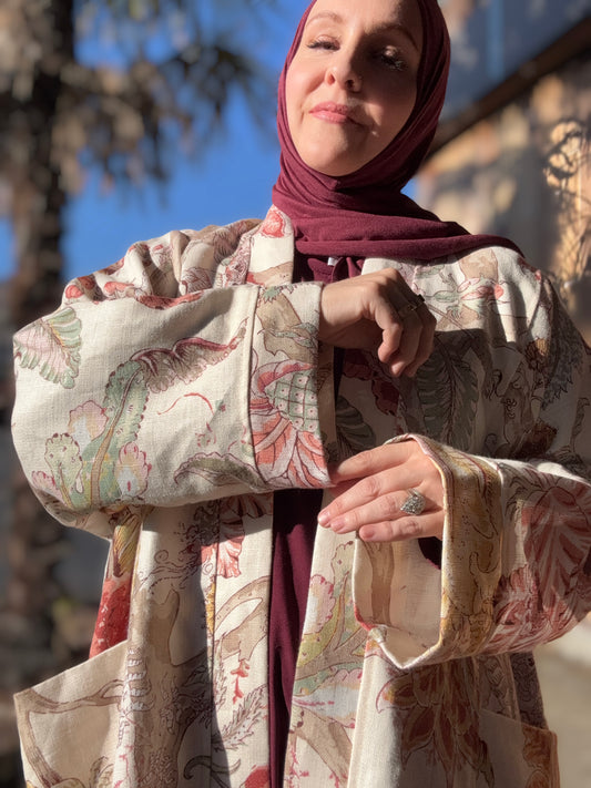Pocket Anorak Abaya - Autumn Botanica Tapestry