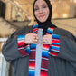 Guadalupe Pocket Charcoal Abaya – Majestic Serape Blue & Red