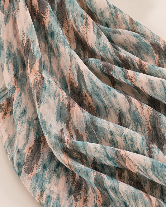Crepe Chiffon Hijab: Whispering Feathers