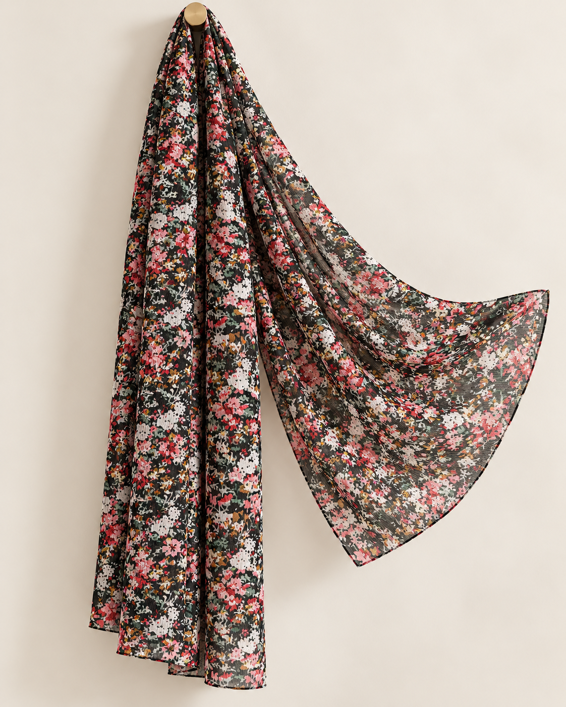Crinkle Chiffon Hijab: Midnight Wildflower