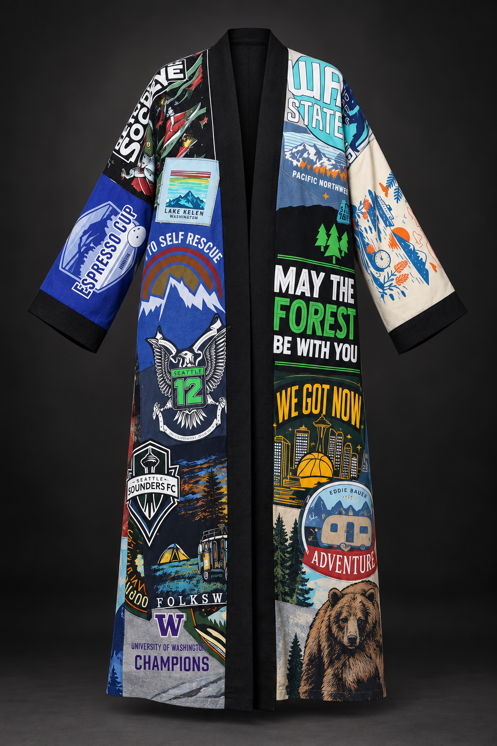 Upcycled Graphic Tee Abaya — Pacific Northwest | Threads of Renewal 2026