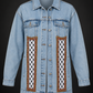 Palestine: Memory & Witness — Light Wash Denim Kuffiya Jacket