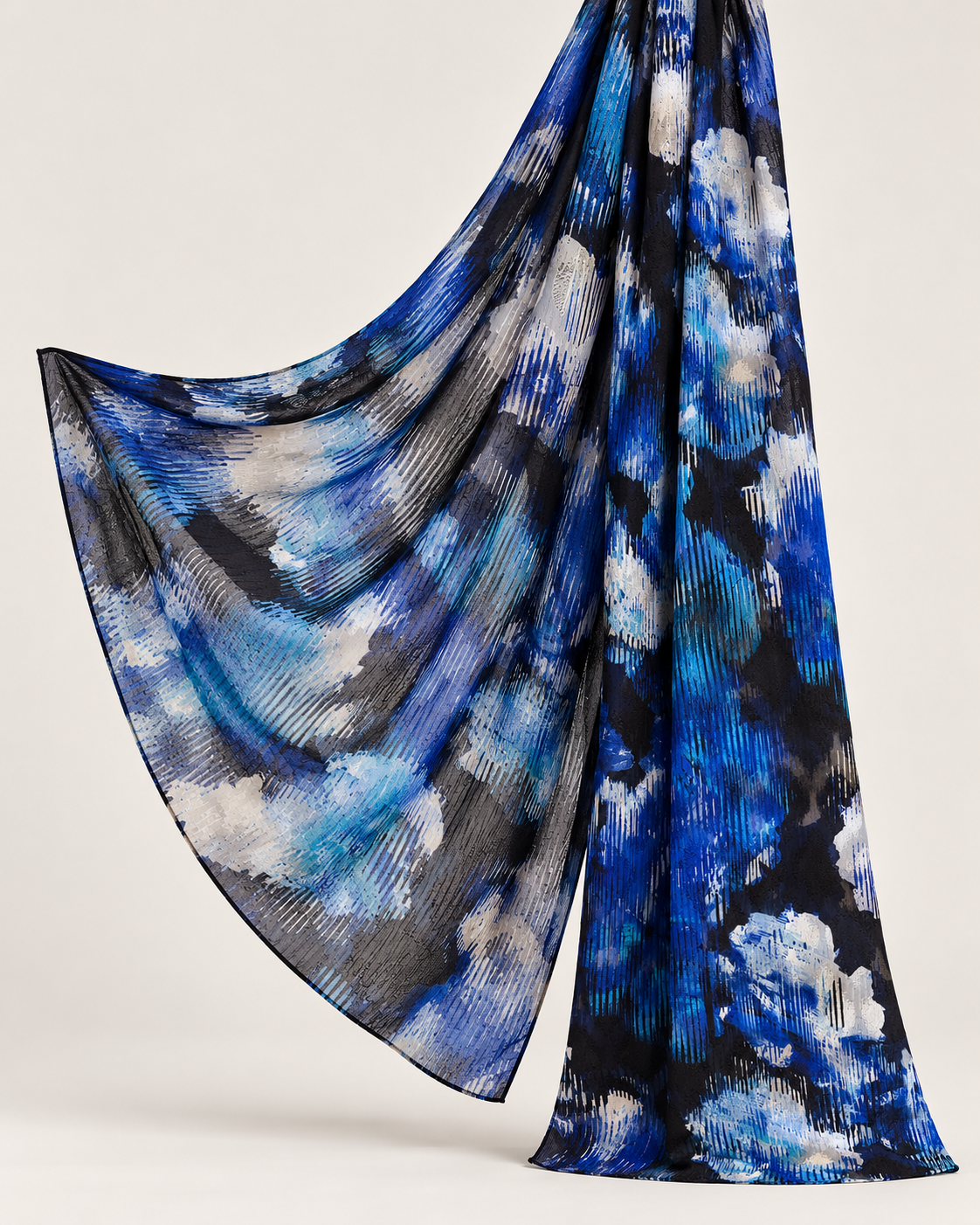 Jacquard Burnout Chiffon Hijab: Cobalt Current