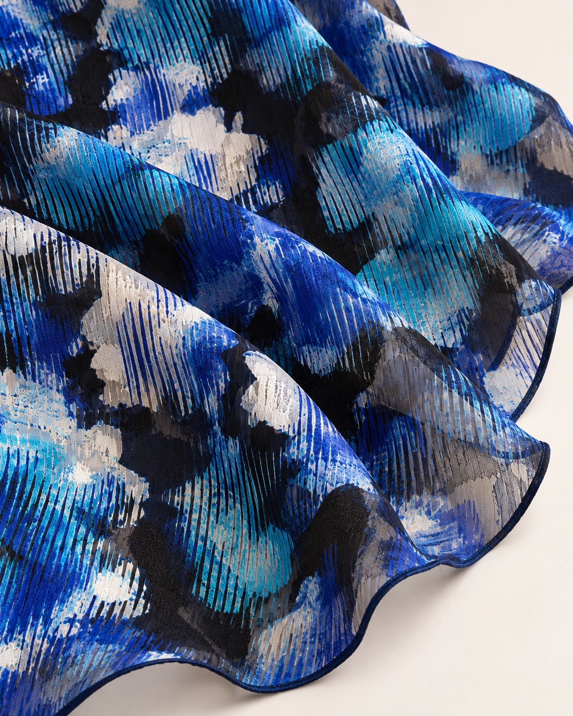 Jacquard Burnout Chiffon Hijab: Cobalt Current