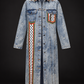 Palestine: Memory & Witness — Long Acid Wash Denim Kufiya Jacket