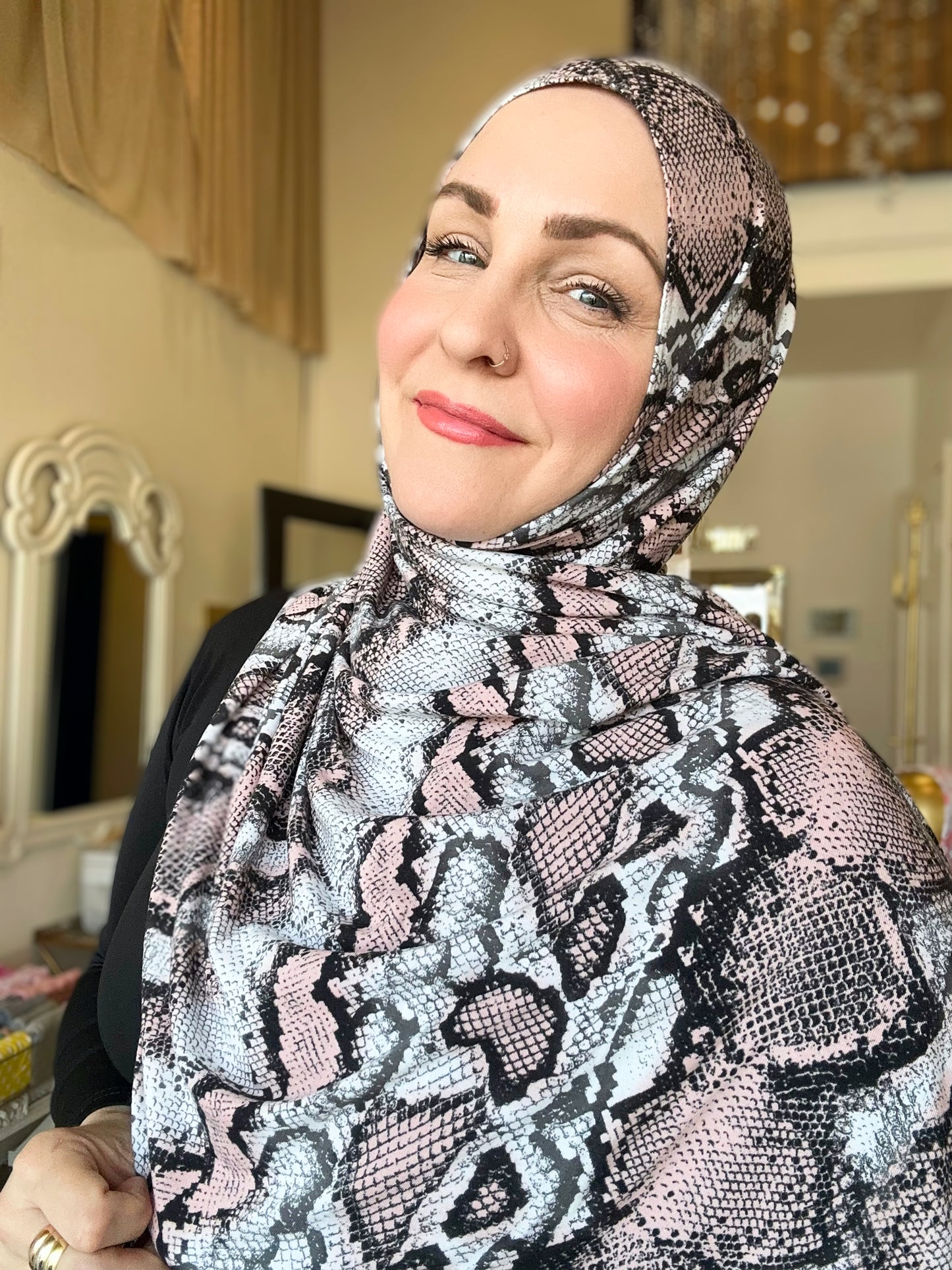 Printed Jersey Hijab: Venomous Blush